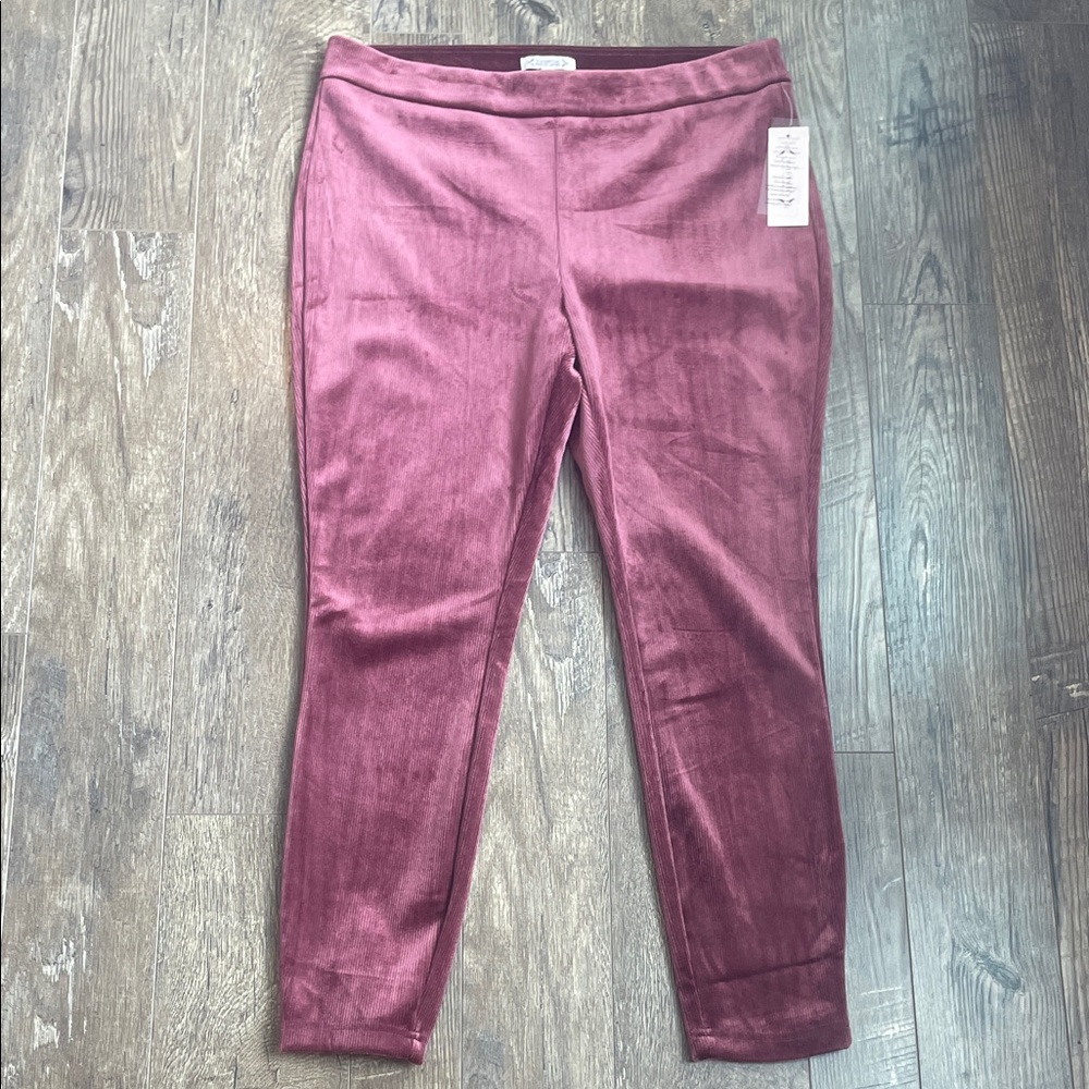 Nanette Lepore Burgundy Velour-Textured Ribbed Pants Size XL‎